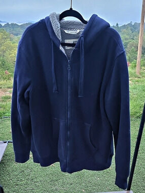 Sandia Peak Mountain Co. Sherpa Lined Full Zip Hoodie. Blue & Gray Large